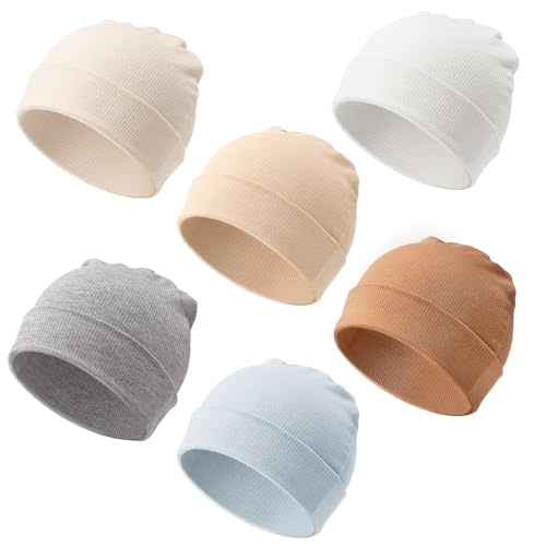 DRESHOW BQUBO 6 Pack Baby Newborn Hats Set for Unisex Infant Newborn Toddler Soft Beanie Hat for Boys Girls 0-24 Months