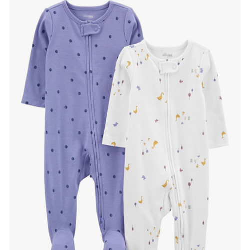 Simple Joys by Carter's Baby Girls' Cotton Footed Sleep and Play, Pack of 2