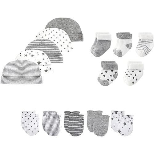 15 Pack Unisex New Born Boy Girls Hats Mittens Socks Sets Cotton Soft Infant Accessory 0-6 Months Baby Essentials