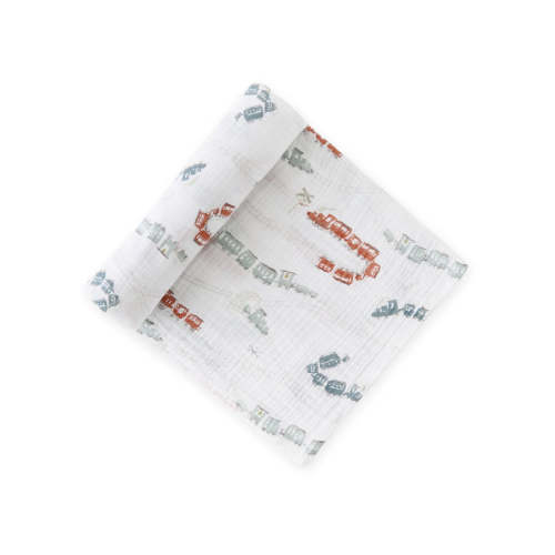 Organic Cotton Muslin Swaddle - Locomotive