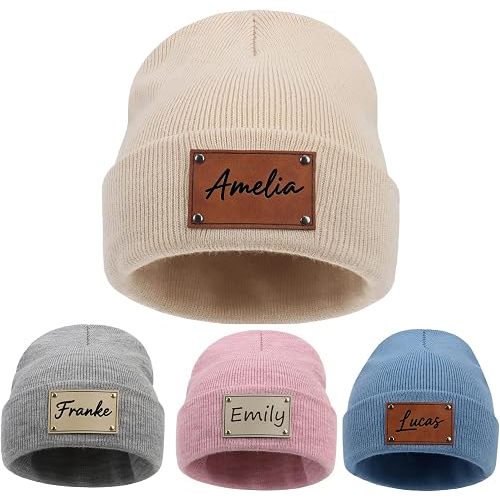 Custom Baby Beanie Hats for Kids,Personalized Toddler Beanies Winter Hat with Name for Baby Boys Girls,Snow Play Knit Warm Beanies Kids,Birthday, Christmas,Newborn
