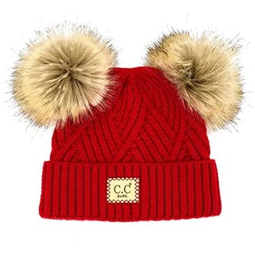 Funky Junque Baby Beanie Hat - Soft Knit Winter Cap with Double Pom Pom - Easter Pastels, Classic Solids, Value Packs