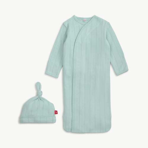 love lines seagrass organic cotton pointelle magnetic cozy sleeper gow – Magnetic Me
