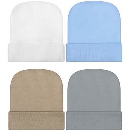 Geyoga Newborn Girl Boy Hat Newborn Beanie Stripes Hat Toddler Soft Caps Infant Cotton Knit Caps for Baby 0-6 Months