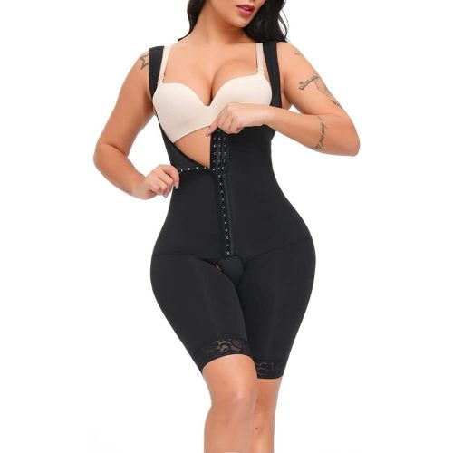 Shapewear for Women Tummy Control Fajas Colombianas Body Shaper Open Bust Bodysuit For Women Waist Trainer - Black - Medium