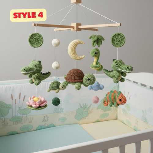 Handmade Crochet Jungle Baby Mobile: Custom Animal Nursery Decor