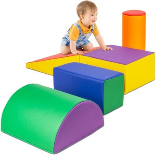Best Choice Products 5-Piece Kids Climb & Crawl Soft Foam Block Playset Structures for Child Development, Color: Multicolor