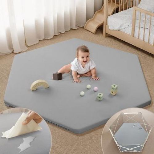 GOTGELIF 52"x45" Ultra-Soft Memory Foam Baby Play Mat Waterproof Non-Slip Tummy Time Mat