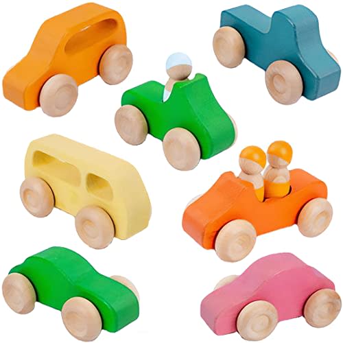Curious Melodies Wooden Toys BlockWorlds Building Blocks - Cars with Peg Dolls | Nature Toy Block Sets