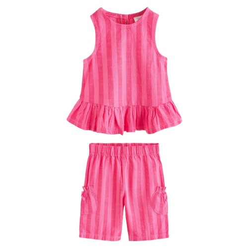 Stripe Peplum Top & Pants Set Size