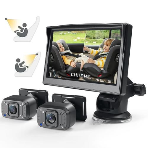 Car Mirror, Dual Channel Car Camera 5 inch Display with 2 IR Night Vision Camera, Rear Facing with Wide Clear View, BlackFriday, Christmas Gift - TikTok Shop