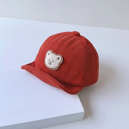 Baby Patch Bear Corduroy Peaked Cap