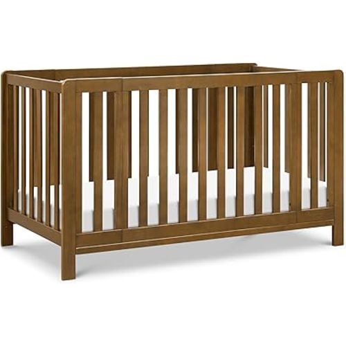 Carter's by DaVinci Colby Grow 6-in-1 Convertible Crib - Converts to Portable Bassinet, Full-Size Baby Crib w/Removable Wheels, Toddler Bed, Junior, Full-Size Bed - GREENGUARD Gold Certified - Walnut