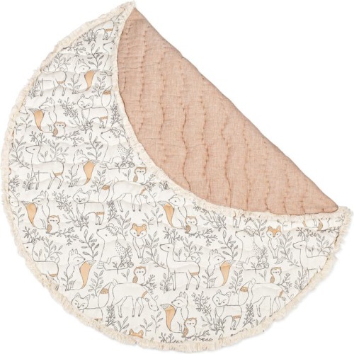 CRANE BABY Quilted Cotton Baby Playmat, Beige Woodland