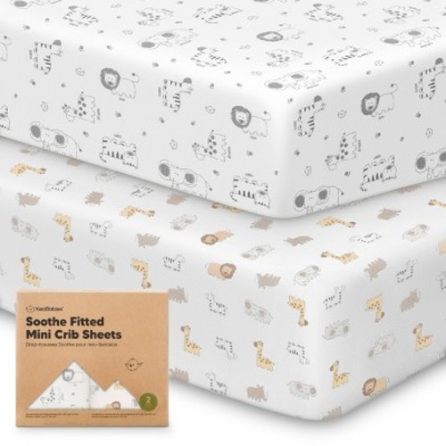 KeaBabies Mini Crib Sheets for Baby Girls, Boys, 2-Pack Soothe Pack and Play Sheets Fitted, Organic Pack N Play Mattress Sheet, Color: Keasafari