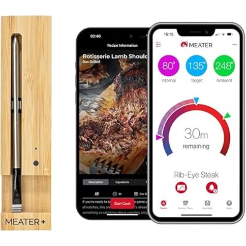 MEATER Plus: Smart Bluetooth Wireless Meat Thermometer Digital | BBQ, Grill, Oven, Smoker, Air Fryer, Kitchen | Perfect for Steak, Chicken, Turkey, and More | Delicious Recipes in App