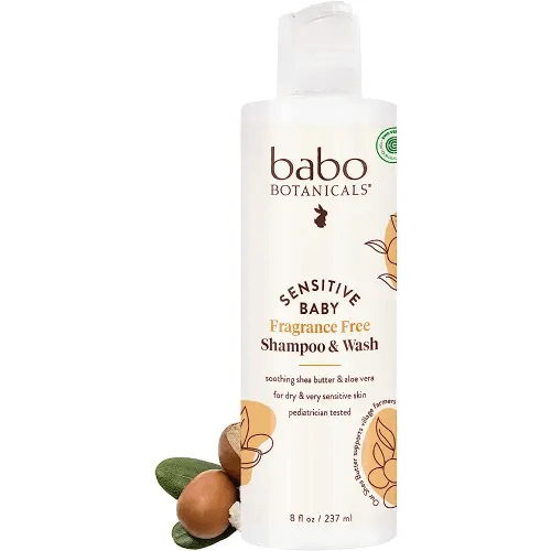 Babo Botanicals Sensitive Baby Fragrance-Free 2-in-1 Shampoo & Wash - Shea Butter, Calendula & Aloe Vera - EWG Verified - Cruelty-Free - Vegan - Pediatrician Tested - For Babies & Kids