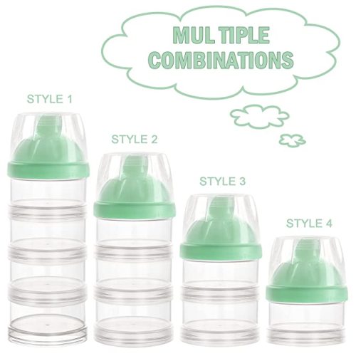 4 Layers Baby Milk Powder Formula Dispenser, Formula Container for Travel,  Non-Spill Stackable Baby Snack Storage Container with Handle, BPA Free 