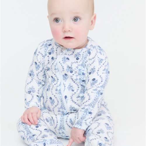 The Footie Pajama - Blue Vine Stripe – Hill House Home
