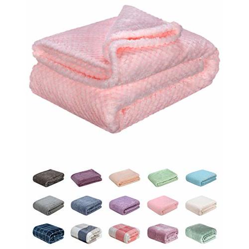 Fuzzy Throw Blanket, Plush Fleece Blankets for Adults, Toddler, Boys and Girls, Warm Soft Blankets and Throws for Bed, Couch, Sofa, Travel and Outdoor, Camping (40Wx60L, M-Pink)