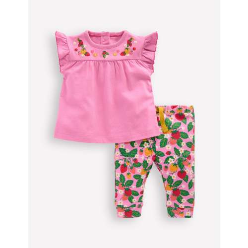 Embroidered Jersey Set-Vintage Mauve Strawberries