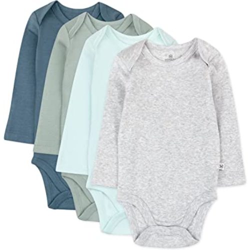 HonestBaby Baby Long Sleeve One-Piece Organic Cotton Bodysuits, Multipack (Legacy)