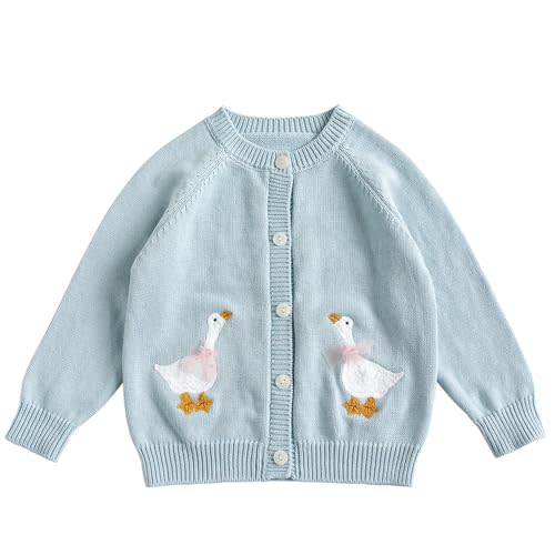 Baby Girls Knitted Cardigan Sweater Crewneck Knit Crochet Button Closure Cardigan Tops Coat Outwear for Toddler