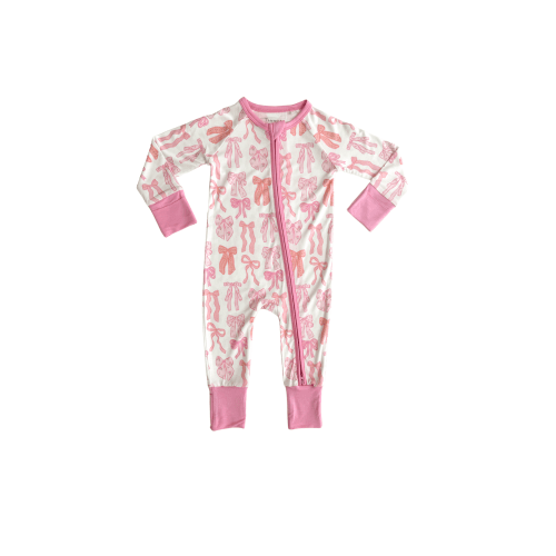 Spring Floral Bows Zipper Romper