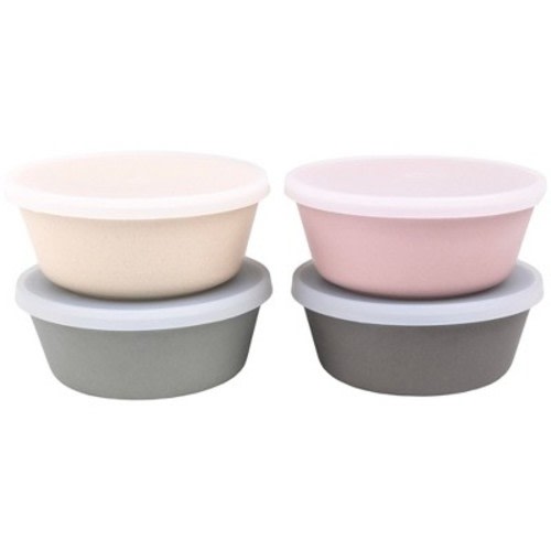 WeeSprout Bamboo Kids Bowls with Lids - 10 oz, Set of 4