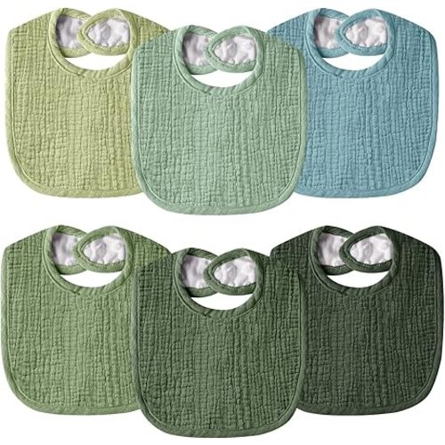 Muslin Baby Bibs for Unisex Boys Girls, Cotton Drool Bibs, Adjustable Newborn Bibs for Drooling and Teething