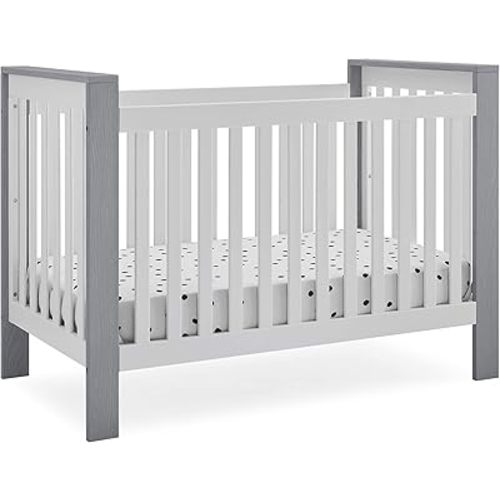 Delta Children Miles 4-in-1 Convertible Crib, Bianca White/Textured Cloud