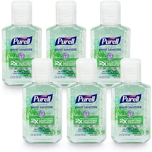 PURELL Advanced Hand Sanitizer Soothing Gel, Fresh Scent, 2 fl oz Travel Size Flip-Cap Bottle (Pack of 6), 3156-04-EC