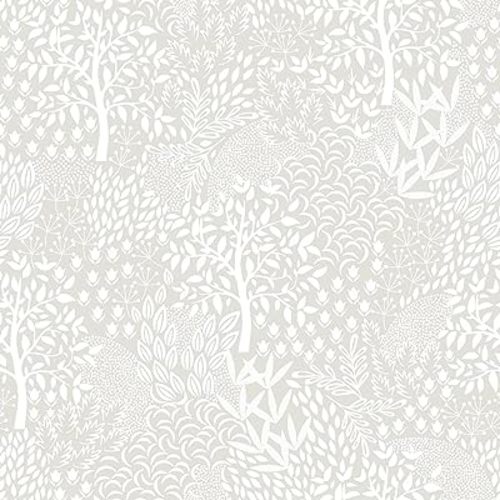 Tempaper Folk White Woodland Fantasy Removable Peel and Stick Wallpaper, 20 in X 16.5 ft, Made in The USA
