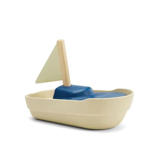 PlanToys | Rubberwood Bath Toy - Sailboat, 5805