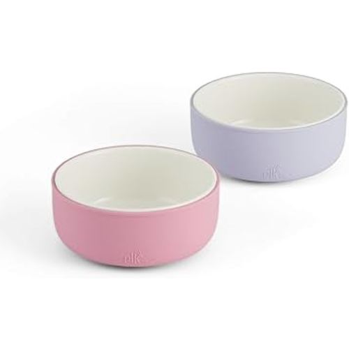 Elk and Friends Kids Porcelain Bowls with Silicone Sleeve | Kids/Toddler/Baby Feeding | Microwave & Dishwasher Safe | Non slip | Cereal/Soup/Snack Dishes & Dinnerware