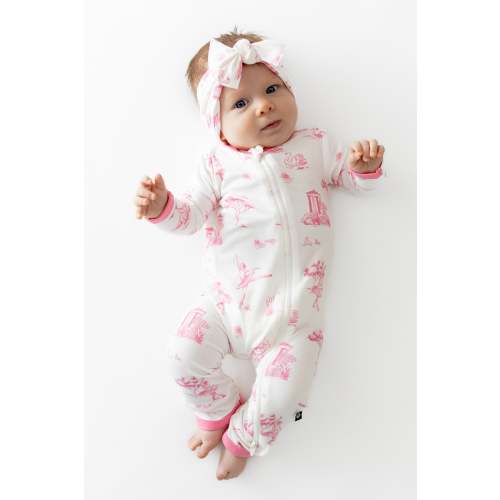 Kyte Baby Zippered Romper in Toile Ballet - Zippered Romper in Toile Ballet