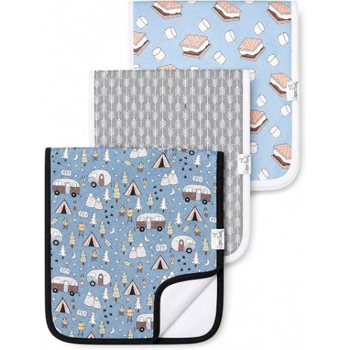 Copper Pearl Premium Baby Burp Cloths - 3-Pack Large Cotton Burp Cloths, Extra Soft Spit Up Rags with 3 Absorbent Layers, Perfect for Baby Boy Gifts (21" x 10" Size, Bridger Set)