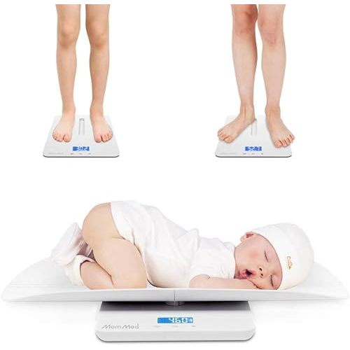 MomMed Baby Scale, Multi-Function Toddler Scale, Baby Scale Digital, Pet Scale, Infant Scale with Hold Function, Blue Backlight, Weight and Height Track