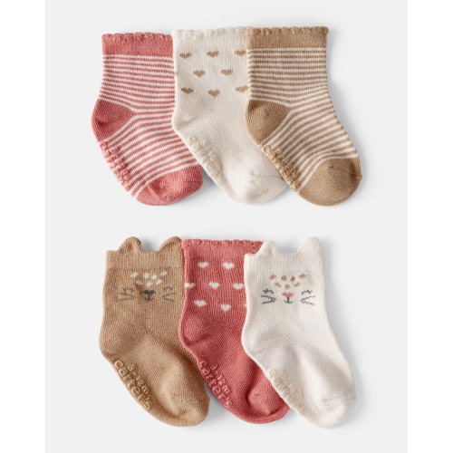 Baby Girl 6-Pack Cat Ankle Socks - Carter's | Carter's