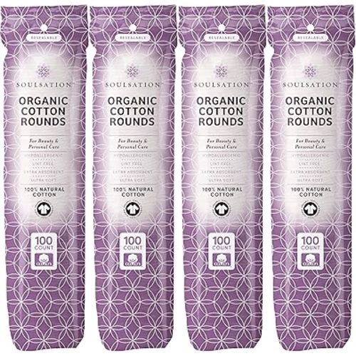 Organic Cotton Rounds, 400 Count - Makeup Remover Pads for Face, Lint-Free