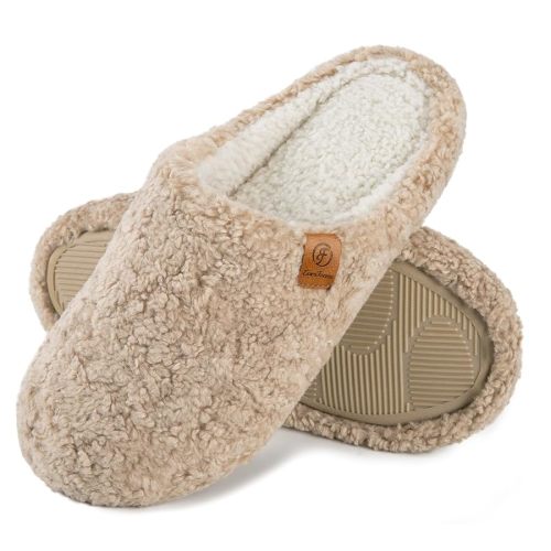 EverFoams Women's Fuzzy Slip-on Slippers Soft Comfy Memory Foam Indoor House Shoes