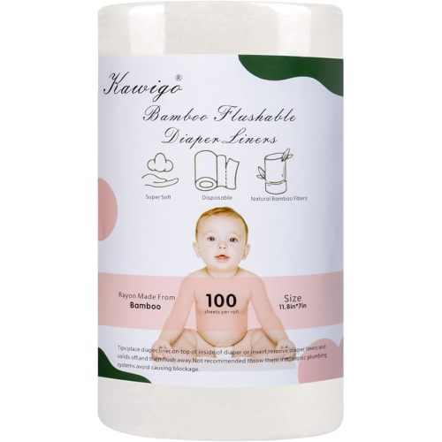 Diaper Liners for Baby Cloth Diaper Disposable Natural Soft Viscose Made from Bamboo Unscented Compostable Fragrance Free Chlorine Free 1 Roll 100 Sheets, 06pink