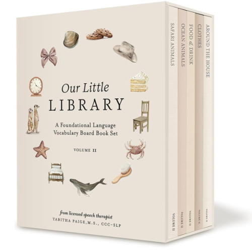 Our Little Library Vol. 2: First 100 Words Board Book Box Set, including Ocean Animals, Safari Animals, Food and Drink, Clothes, and Around the House (Tabitha Paige Children's Book Series)