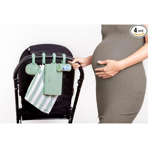 Ubbi On-the-Go Diapering Gift Set, Includes Changing Mat and Bag, Wipes Dispenser, Pacifier Holder and Bag Dispenser, Newborn Essentials, Sage