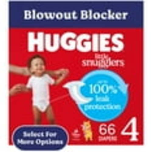 Huggies Little Snugglers Hypoallergenic Baby Diapers, Size 4, 66 Ct with GentleAbsorb Liner
