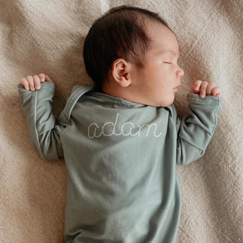 Personalized Stitched Newborn Baby Knot Gown
