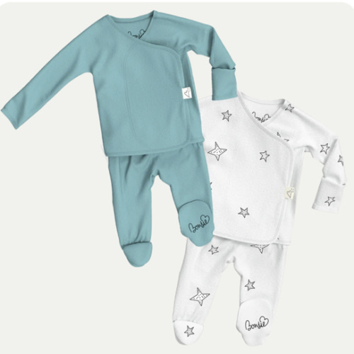 Baby Bundle Footie - Ripple + Stars – Bonsie Skin to Skin Babywear