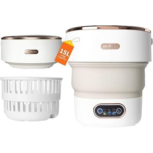 Portable Washing Machine 15L, Mini Washer with 4 Modes and Spin Basket, Large Capacity Laundry Washer Deep Cleaning for Underwear,Baby Clothes, Foldable Washing Machine for Apartments,Camping,Travel
