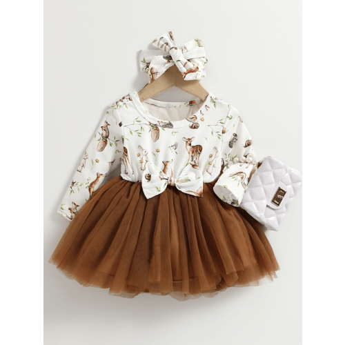 2 Pc Baby Girl Woodland Animals Tulle Dress