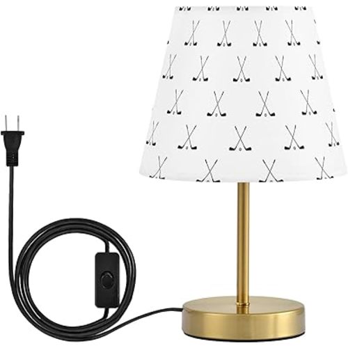 Vozoza Crossed Golf Clubs White Dimmable Table Lamp Night Light Bedroom Lamps for Nightstand Living Room Dorm Home Office Desk, LED Bulb Included, S